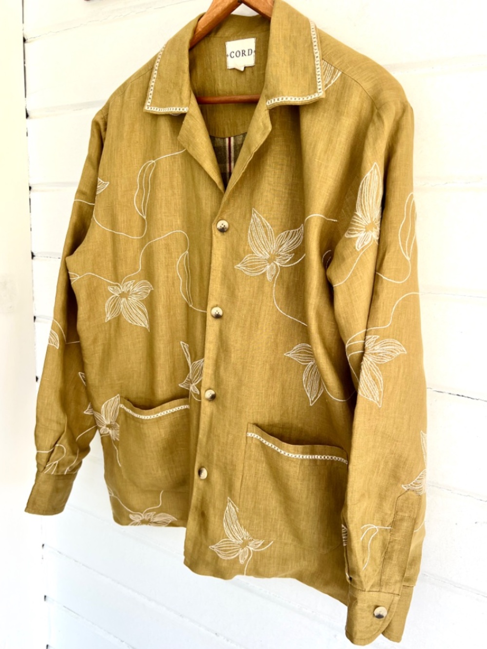 CORD STUDIO India 'Bloomer' Embroidered Linen Floral Jacket in Mustard - S - Picture 4 of 11